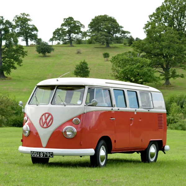 VW Volkswagen Classic Camper van, 1965, Red, & beige