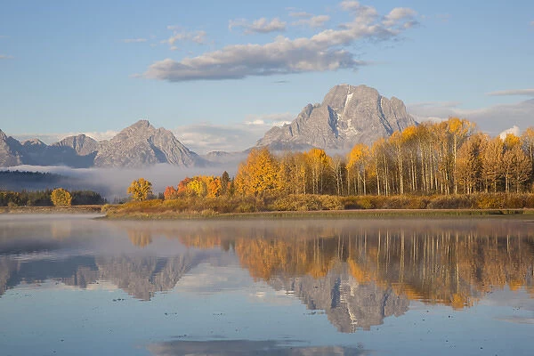 67545-09307 Sunrise at Oxbow Bend in fall; Grand Teton National Park; WY