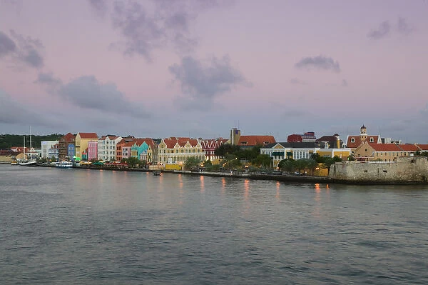 ABC Islands - CURACAO - Willemstad: Punda - Waterfront Buildings  /  Dusk