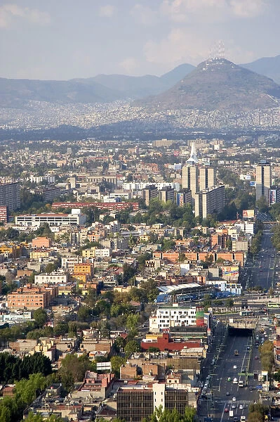 Aerial view of a smoggy Mexico City, Mexico