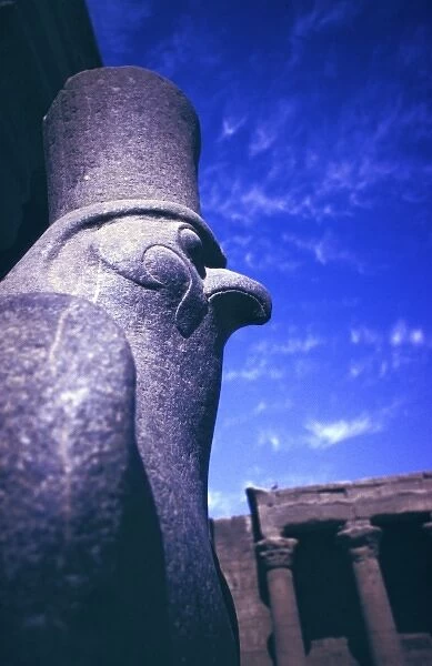 Africa, Egypt. Edfu Temple, Black Granite Statue of Horus