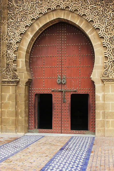 Africa, Morocco, Meknes. Gate to Mausoleum of Moulay Ismail