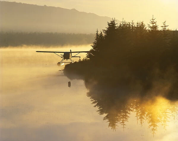 06. Alaska, near Homer, Float plane on Beluga Lake at dawn