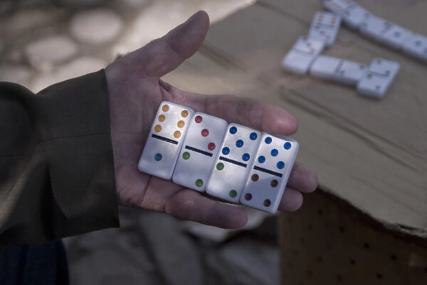 Albania, Tirane, old people playing dominoes