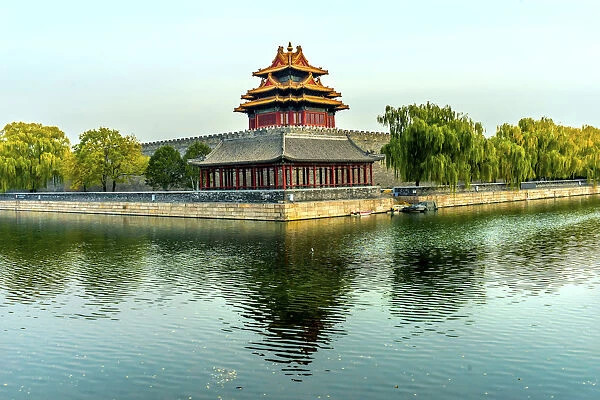 Arrow Watchtower, Gugong, Forbidden City moat and canal, Beijing, China