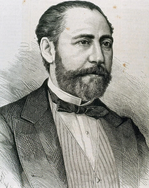 BARBIERI, Francisco Asenjo (1823-1894). Spanish composer. Engraving by A. Carretero