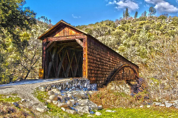 The beautiful Bridgeport covered bridge over the south fork of the Yuba River in Penn Valley