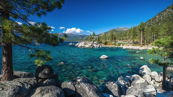 Boulders and cove at Sand Harbor State Park, Lake Tahoe, Nevada, USA
