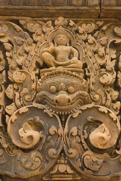 Cambodia. Siem Reap. Bantay Srei Temple. Esquisitely carved lintels