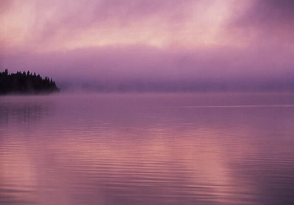Canada, Manitoba, View of Childs Lake at Duck Mountain Provincial Park in sunrise