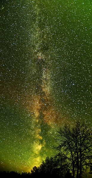 Canada, Ontario, Longlac. Milky Way and aurora borealis