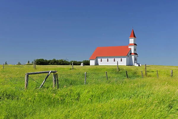 Canada, Saskatchewan. St. Martins Roman Catholic Church in prairie. Credit as