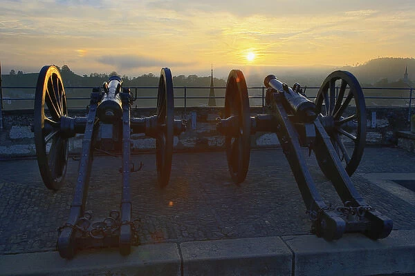 Cannons facing west at sunset, from Munot Castle, Schaffhausen, Switzerland