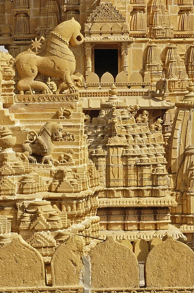 Carved figures on Jain Temple, Jaisalmer, India