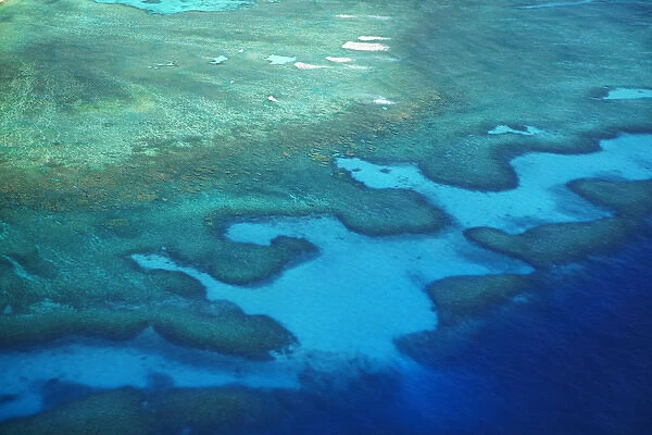 Coral reef near Monuriki Island, Mamanuca Islands, Fiji, South Pacific - aerial