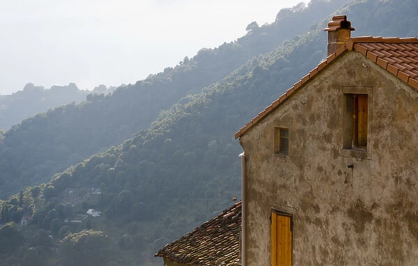 Corsica. France. Europe. House in mountain village of Zicavo