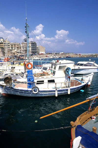 Crete port fishing boats in Heraklion Greece