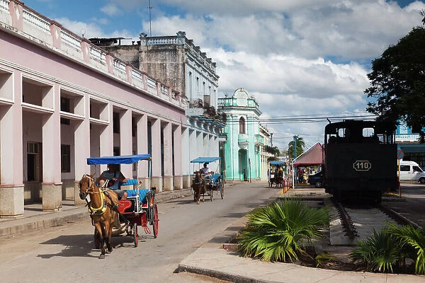 Cuba, Matanzas Province, Colon, horse drawn taxi, NR