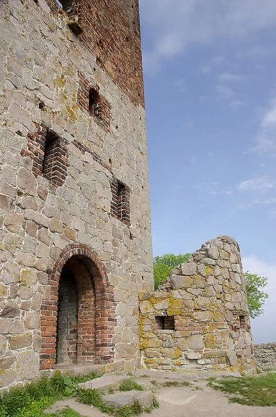 Denmark, Island of Bornholm. Ruins of Hammershus Castle, the largest castle ruin