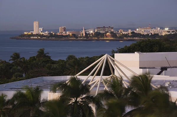 Dominican Republic, Santo Domingo, high angle view of the waterfront along Avenida