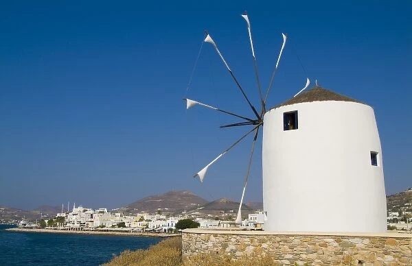 Europe, Greece, Cyclades Islands, Paros island, Paros Town. Windmill near the main city of Parikia