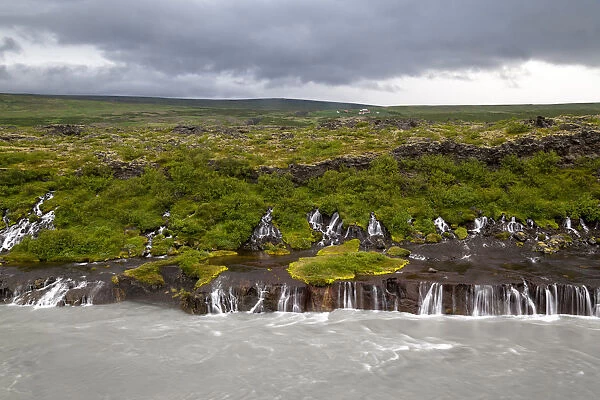 Europe, Iceland, West Iceland, Borgarfjordur, Hraunfossar Falls, Hvita River, White