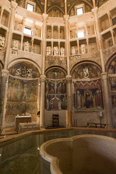 Europe, Italy, Parma. Inside the Baptistry used for baptism. Credit as: Wendy Kaveney