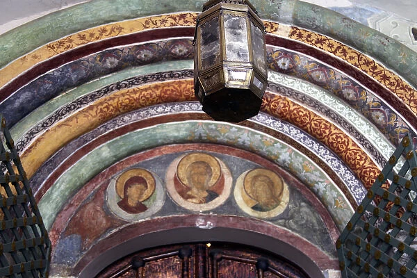 Europe, Russia, Suzdal. Painted entry of Church of the Nativity