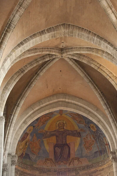 Germany, Bamberg. 13th century early Gothic Bamberg Cathedral, 1927 fresco, The