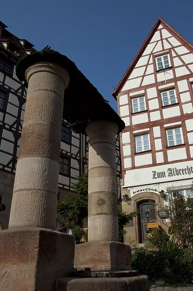 Germany, Bavaria, Nuremberg. Typical half-timbered architecture near historic downtown