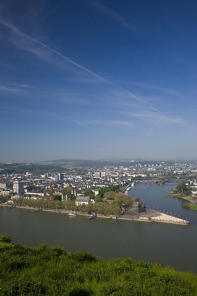 GERMANY, Rheinland-Pfaltz, Koblenz. Ehrenbreitstein Fortress view of Deutsches Eck