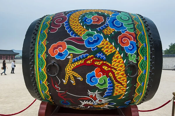 Giant colourful drum, Gyeongbokgung palace, Seoul, South Korea