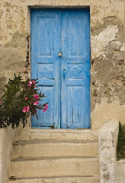Greece, old house, door, blue
