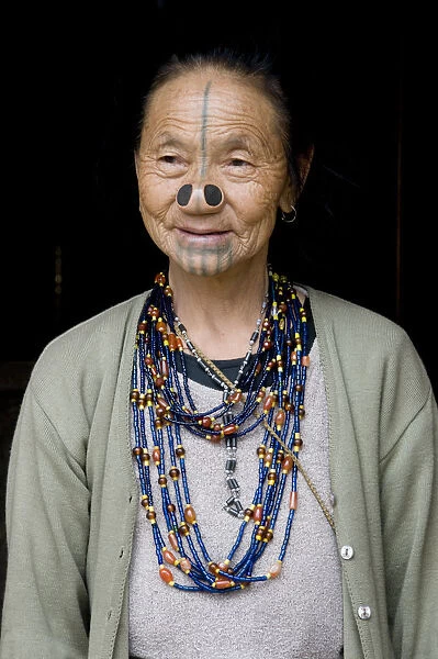 Hari Village, Arunachal Pradesh, northeast India, portrait of an old woman (MR)