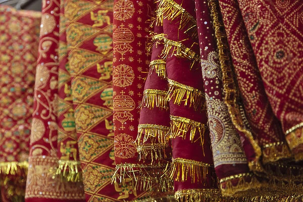 India, Himachal Pradesh, Una District, Chintpurni, Devotional cloths at Mata Chintpurni