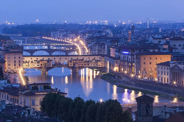 Italy, Florence. A pre-dawn view of the city from the Piazale Michaelangelo