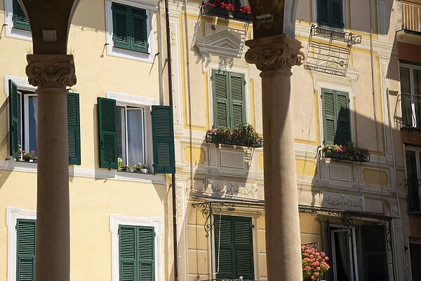 Italy, Province of Genoa, Rapallo. Colorful buildings in resort setting