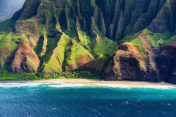 Kalalau Beach on the Na Pali Coast, Coast Wilderness State Park, Kauai, Hawaii, USA