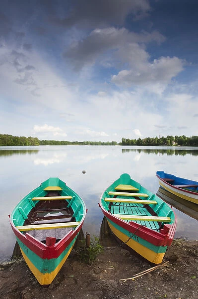 Lithuania, Trakai, Trakai Historical National Park, Lake Luka, boats
