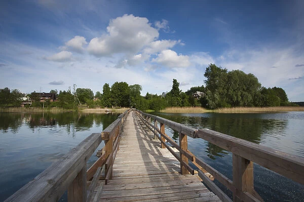 Lithuania, Trakai, Trakai Historical National Park, Lake Luka footbridge