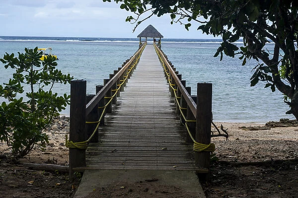Long wooden pier, Coral Coast, Viti Levu, Fiji, South Pacific