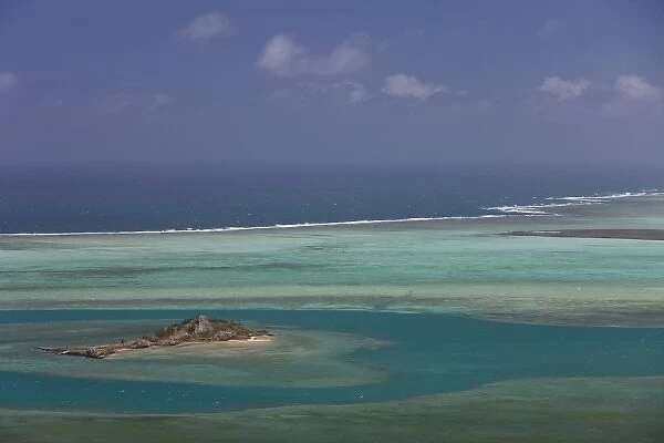Mauritius, Rodrigues Island, South Rodrigues, view of lagoon and Ile Hermitage