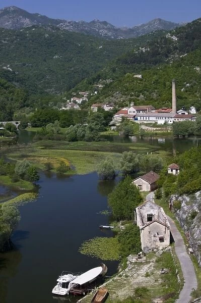 Montenegro, Rijeka Crnojevica. Village View along Crnojevica River near Lake Skadar