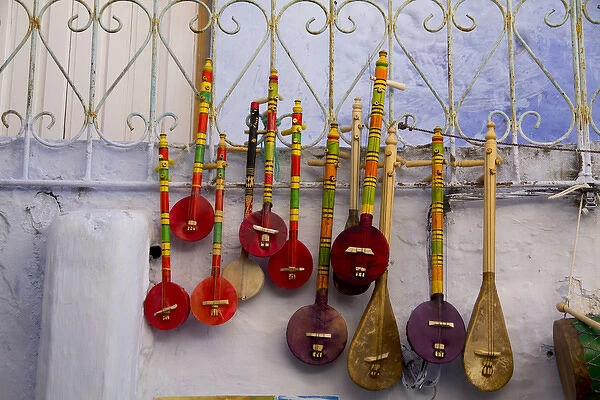 Musical instrument, souvenir shops in the Kasbah, Chefchaouen (Chaouen), Tangeri-Tetouan Region
