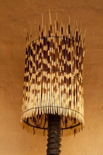 Namibia, Opuwo. A lamp made of porcupine quills at the Opuwo Country Lodge