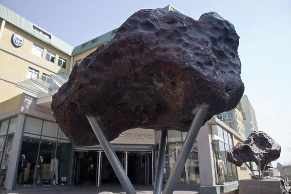 Namibia, Windhoek. Portion of the Gibeon meteorite in central plaza