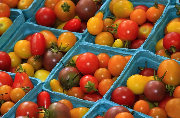 North America, USA, Georgia; Savannah; Cherry tomatoes at a farmers market
