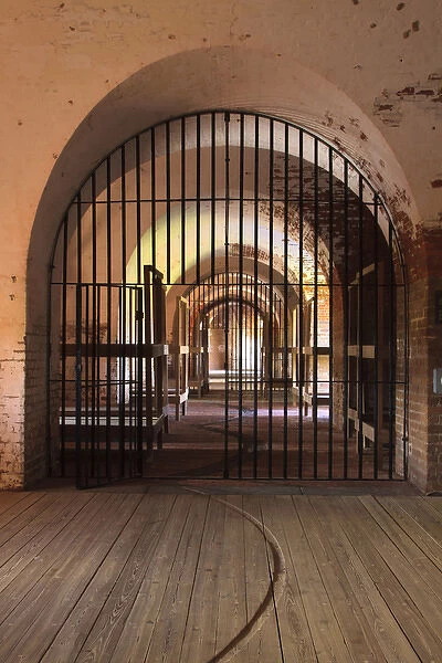 North America, USA, Georgia; Tybee Island; Jail with arched bars at Historic Fort