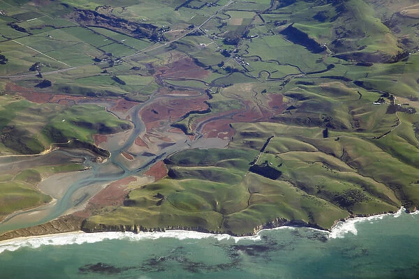 Pleasant River, near Palmerston, East Otago, South Island, New Zealand - aerial
