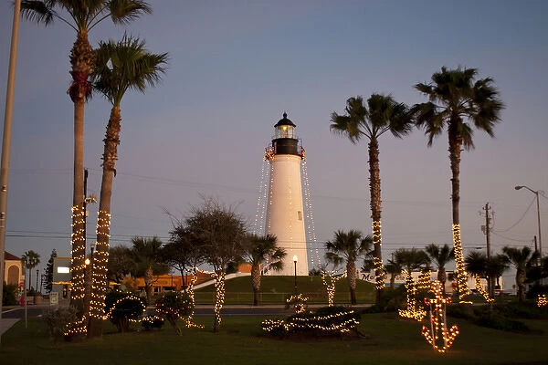 Port Isabel Lighthouse and Christmas Lights at Port Isabel, Texas